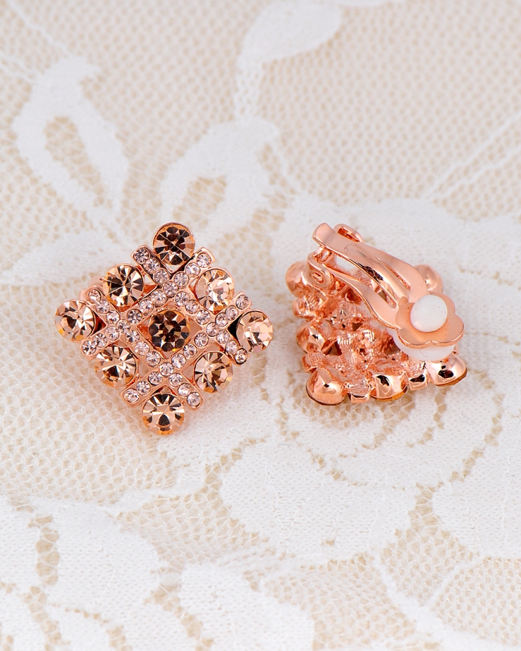 حلق اذن طلاء الذهب الوردي والحجر التشيكي