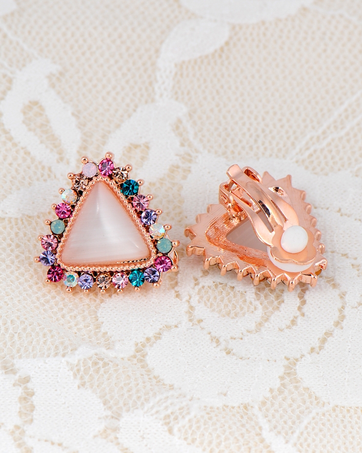 حلق اذن بطلاء الذهب الوردي والاحجار التشيكية